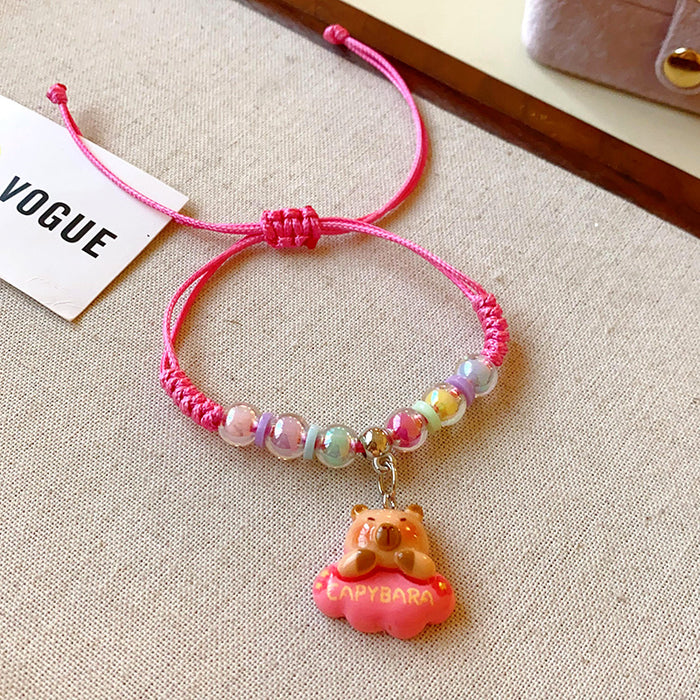 Wholesale Woven bear flower pull bracelet small heart bracelet sweet temperament jewelry
