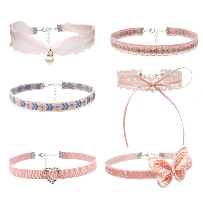 Wholesale Jewelry Pink Love Pendant Neck Chain Item Clavicle Chain Butterfly Necklace