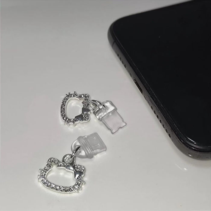 Wholesale Cute rhinestone phone charm with charging port,  universal dust plug,  type-C phone charm