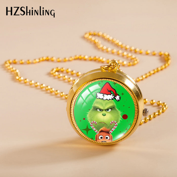 Wholesale Alloy Christmas Monster Grinch Rotating Pocket Watch JDC-PH-XiangL002