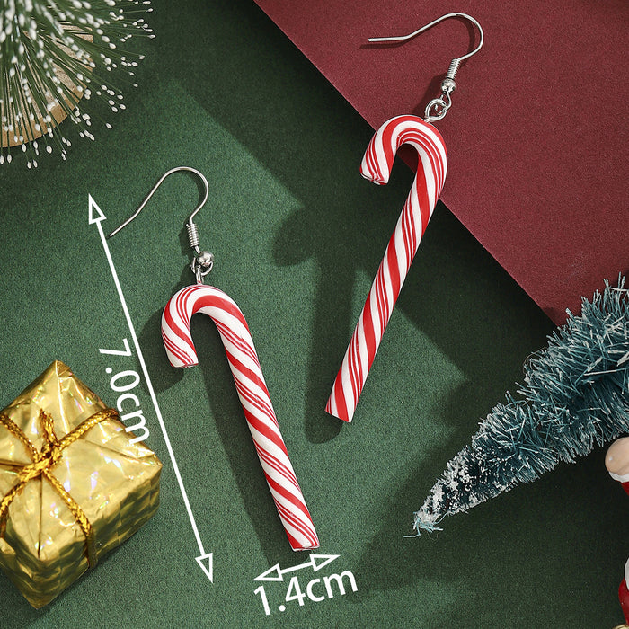 Wholesale Christmas candy cane star earrings