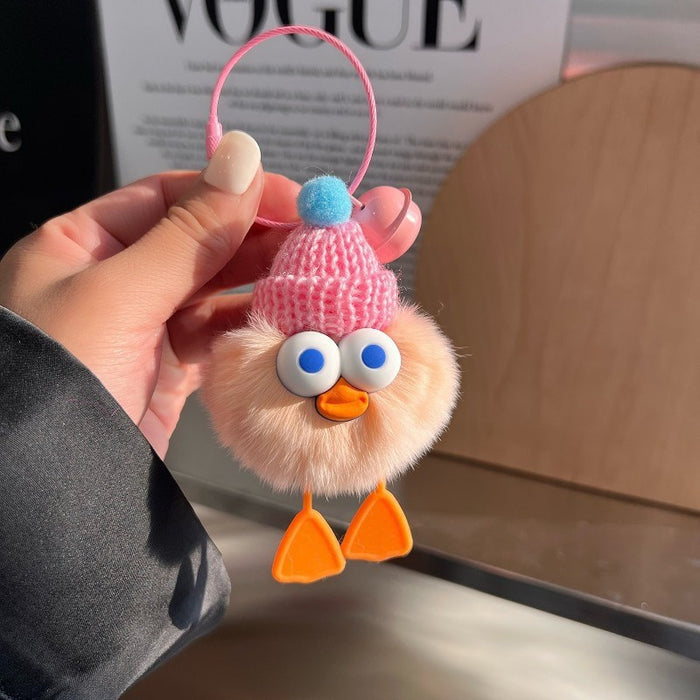 Wholesale cute plush big-eyed duck pendant Keychains