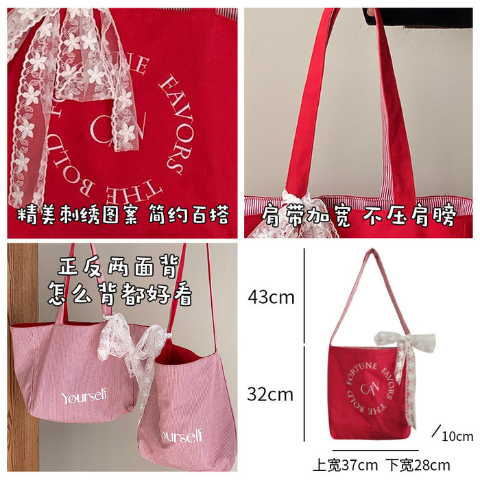 Wholesale Versatile and fashionable letter embroidered shoulder bag, large capacity tote bag, class commuting bag