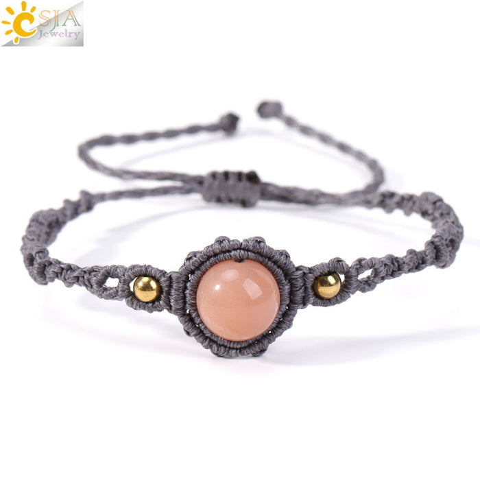 Wholesale Natural Crystal Amethyst Beaded Bracelet Handwoven Adjustable Design Office Lady Style Gift Jewelry