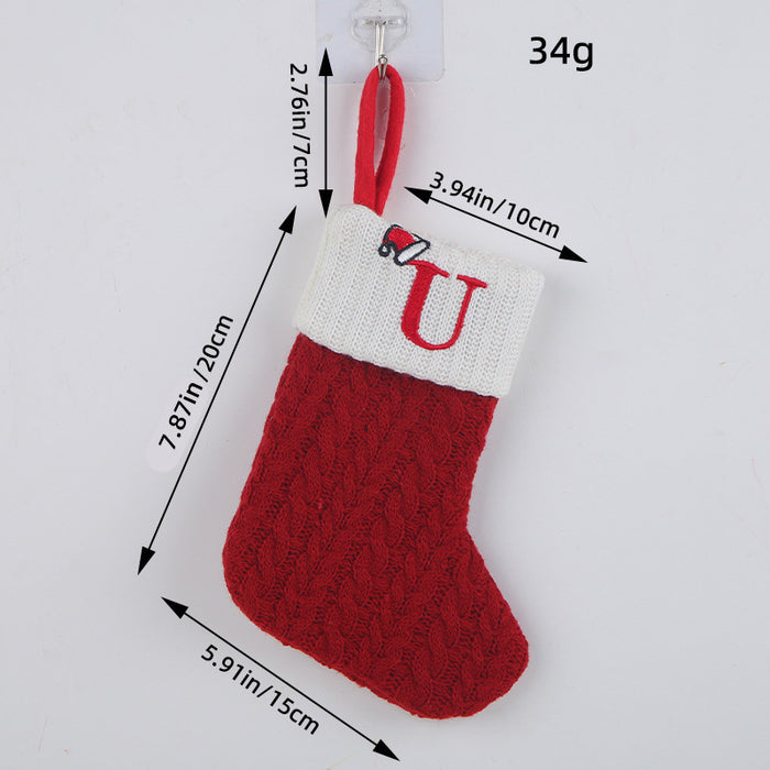 Wholesale Classic Red Letter Christmas Socks Wool Knitted Christmas Socks Festive Christmas Pendant Decoration