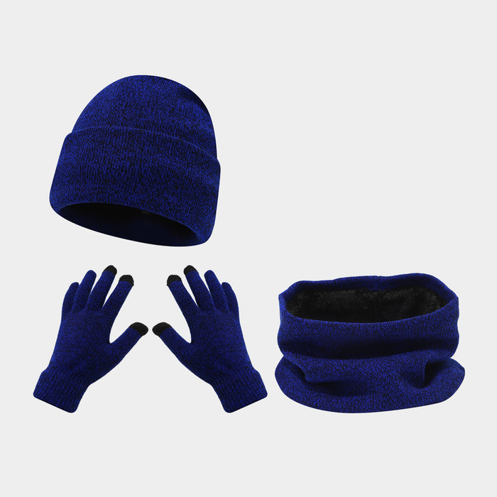 Wholesale Winter Outdoor Cycling Skiing Warm Solid Color Knit Hat Set