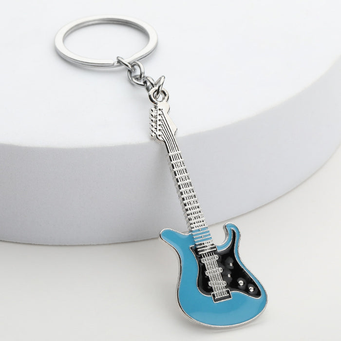 Wholesale Creative Musical Instrument Pendant Keychain Metal Painted Guitar Key Holder Office Culture Keychain Event Gift Bag Decoration