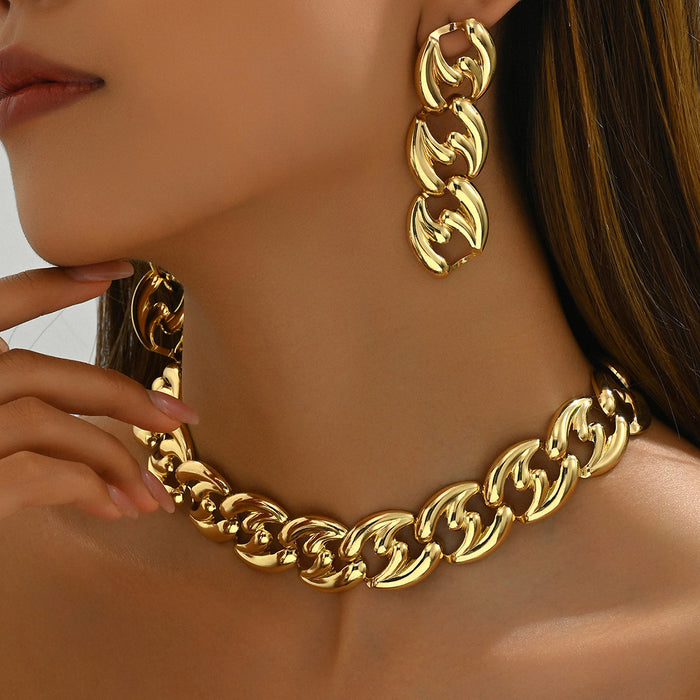 Wholesale Simple thick necklace necklace for women, designer earrings and necklace set