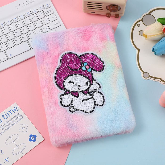 Wholesale Cute Bunny Plush Notebook Cartoon Note Plush Diary Creative Sequin Hand Ledger