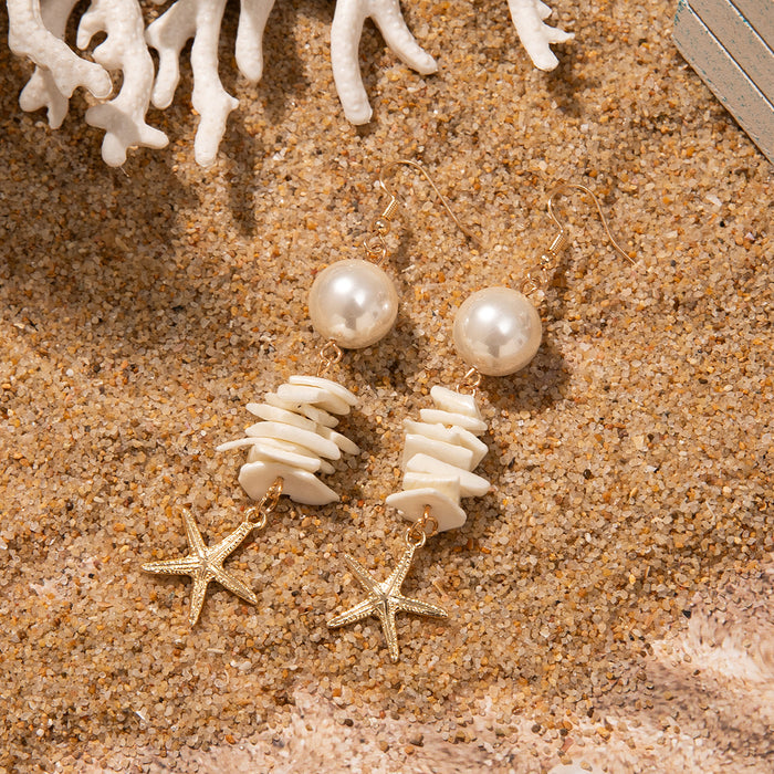 Wholesale Ocean holiday style starfish pendant earrings women ins style niche temperament shell earrings tide