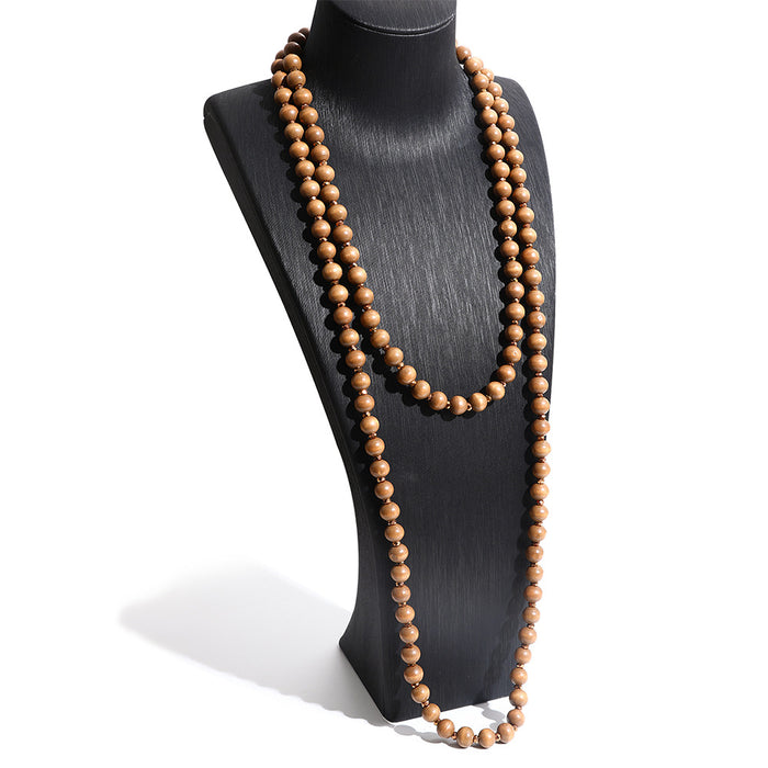 Wholesale Handmade Wood Beaded Long Necklace Boho Tassel Jewelry Accessory MOQ≥2