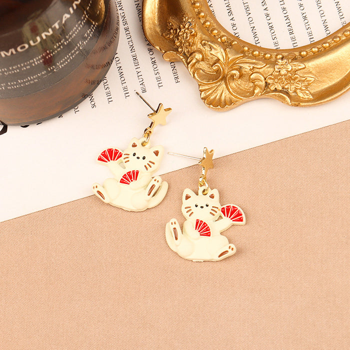 Wholesale  S925 Silver Needle Cat Earrings Cute  Cartoon Ear Clip Earrings