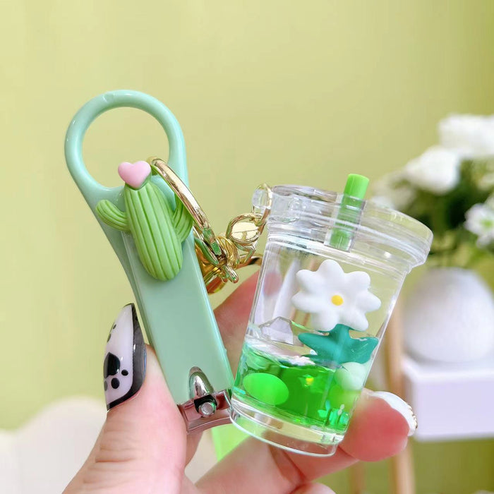 Wholesale Acrylic Oil Floating Flower Keychain JDC-KC-YanG074