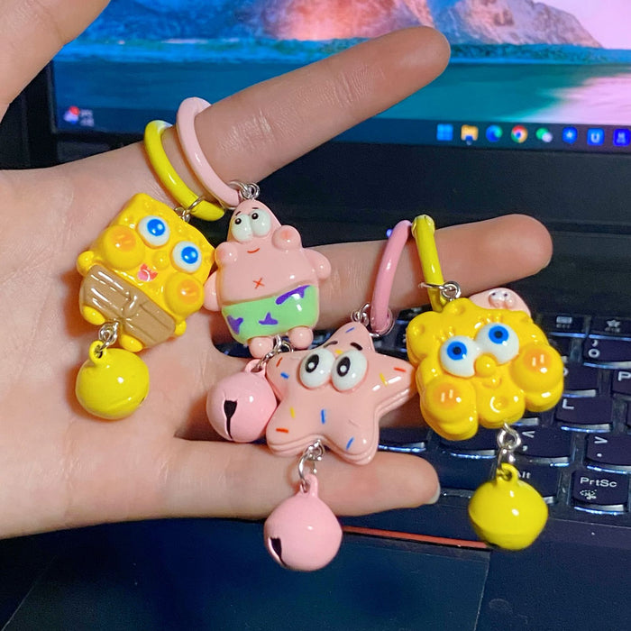 Wholesale Medium Cartoon Keychains Bell Cartoon Resin Pendant Girl School Bag Accessories Gift