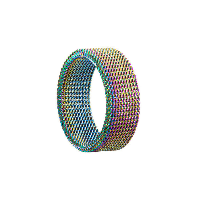 Wholesale Checkered Mesh Titanium Steel Ring JDC-RS-YuYuan004