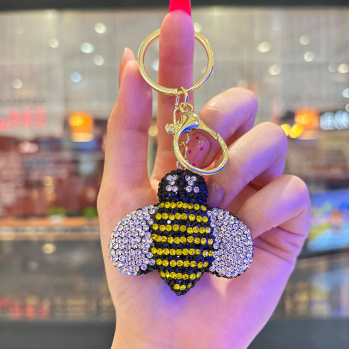 Wholesale 3D Rhinestone Bee Keychain For Women Party Bag Charm Decorative Accessory