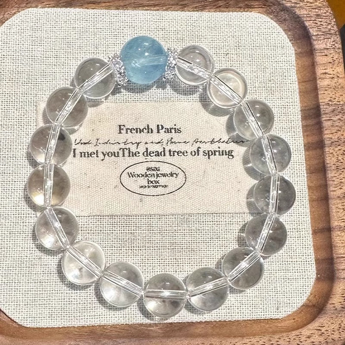 Wholesale White crystal aquamarine bracelet hand-beaded simple jewelry