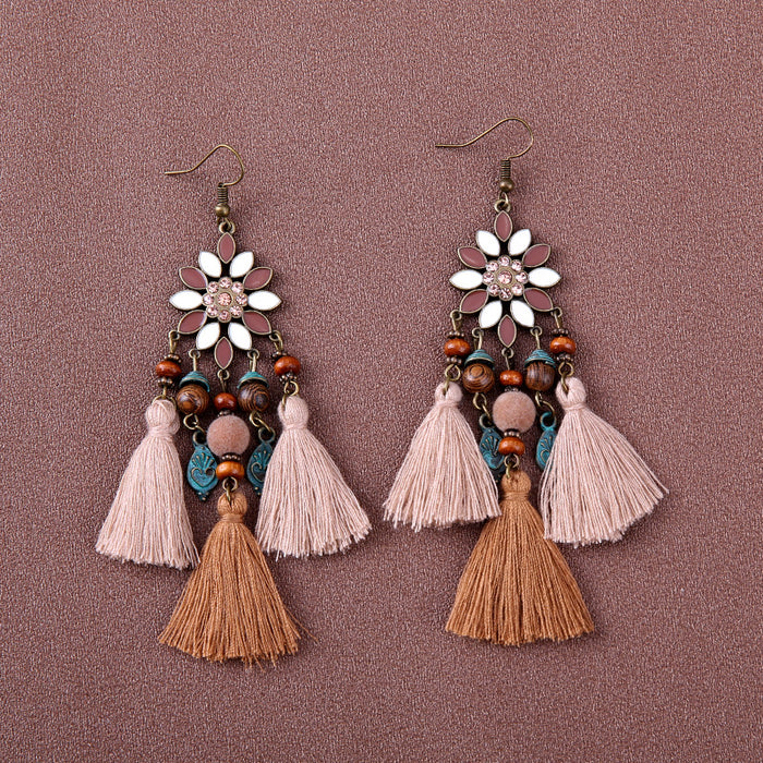 Wholesale Alloy Bohemian Retro Ethnic Style Su Long Earrings JDC-ES-Gumi002