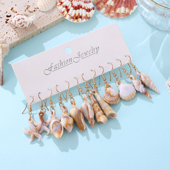 Wholesale Acrylic Electroplated Conch Earring Set Summer Beach Jewelry Accessory