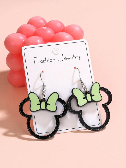 Wholesale Multicolor Bow Hollow Acrylic Earrings Cute Cartoon Character Earrings Ladies Gift