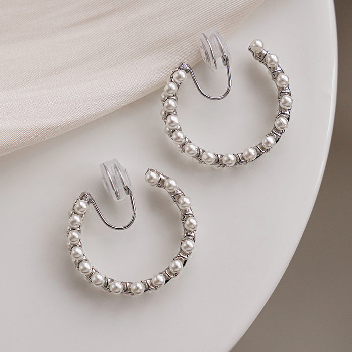 Wholesale High end retro pearl earrings with versatile temperament, earrings without ear holes, ear clips, and earrings