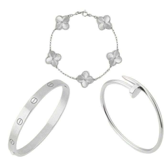 Wholesale Titanium Steel Gold Tone Four Leaf Clover Bracelet Set For Women Trendy Jewelry Accessory