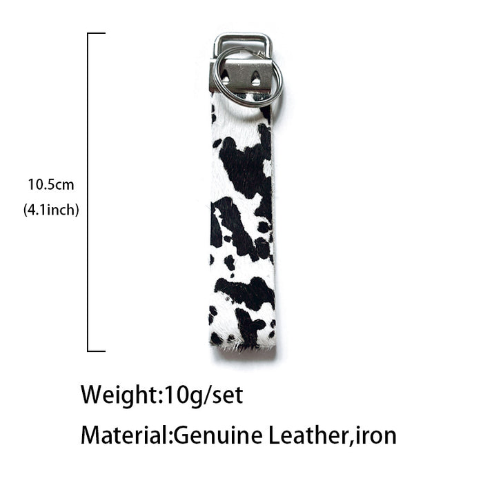 Wholesale Vintage Cow Leopard Print Leather Keychain Trendy Bag Charm