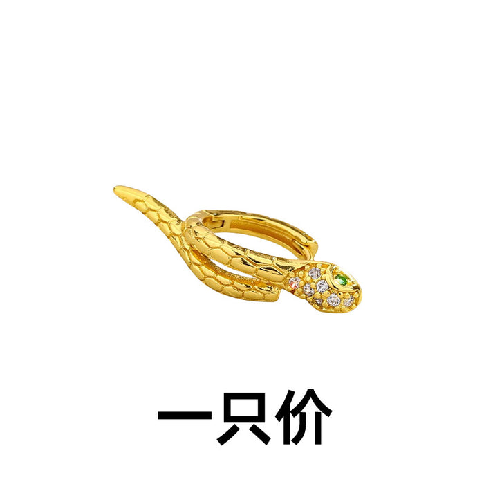 Wholesale Serpentine earrings, small snake earrings, ear bone clip, zircon snake head, ear clasp, no ear hole, ear clip
