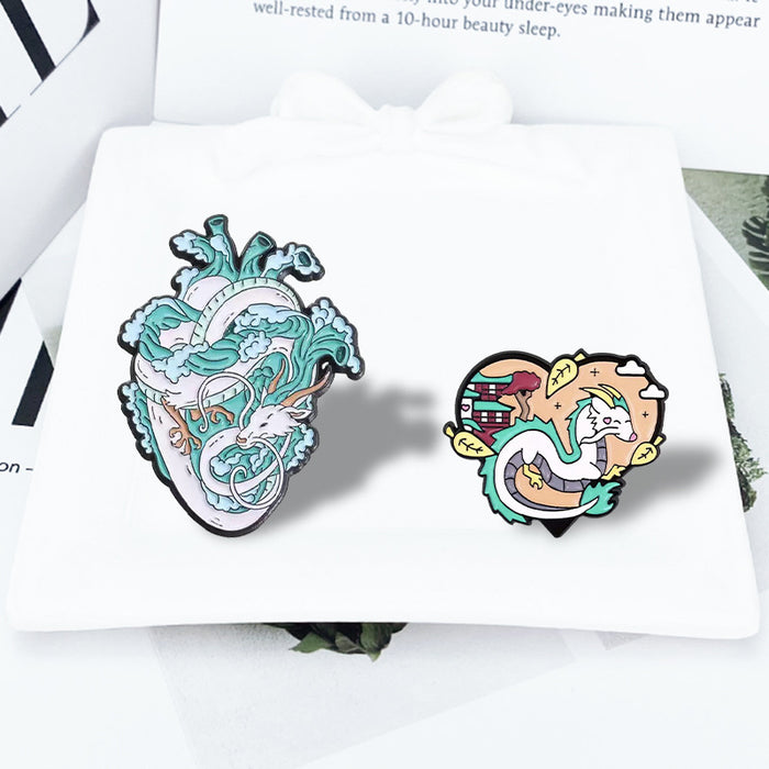 Wholesale Cartoon Blue Heart Enamel Brooch Zinc Alloy Fashion Pin Resale Decorative Accessory MOQ≥2