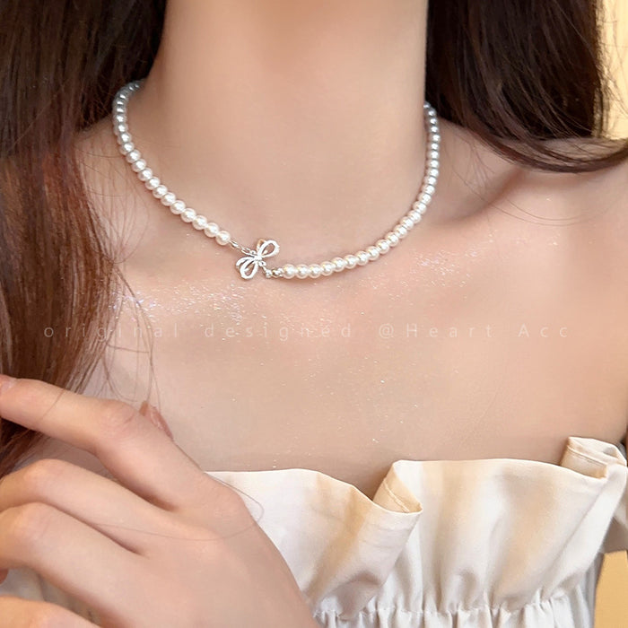 Wholesale Bow Imitation Pearl Necklace Women's Necklace Jewelry