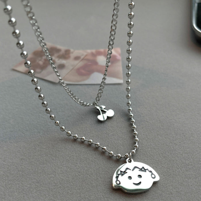 Wholesale Double Layered Pendant Necklace Simple Personality Accessories JDC-NE-Mengd001