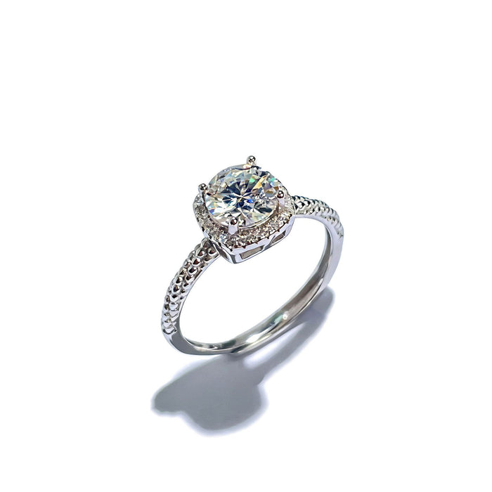 Wholesale 925 Silver Moissanite Ring Adjustable Open Design Stylish Jewelry Accessory