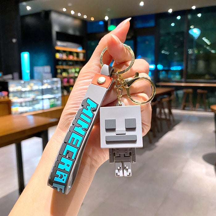 Wholesale Cartoon character PVC building block figurine keychains