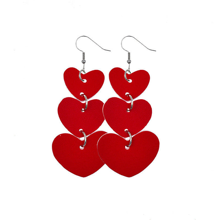 Wholesale Earrings Leather Valentine's Day Love Heart Teardrop Lips JDC-ES-ZL008