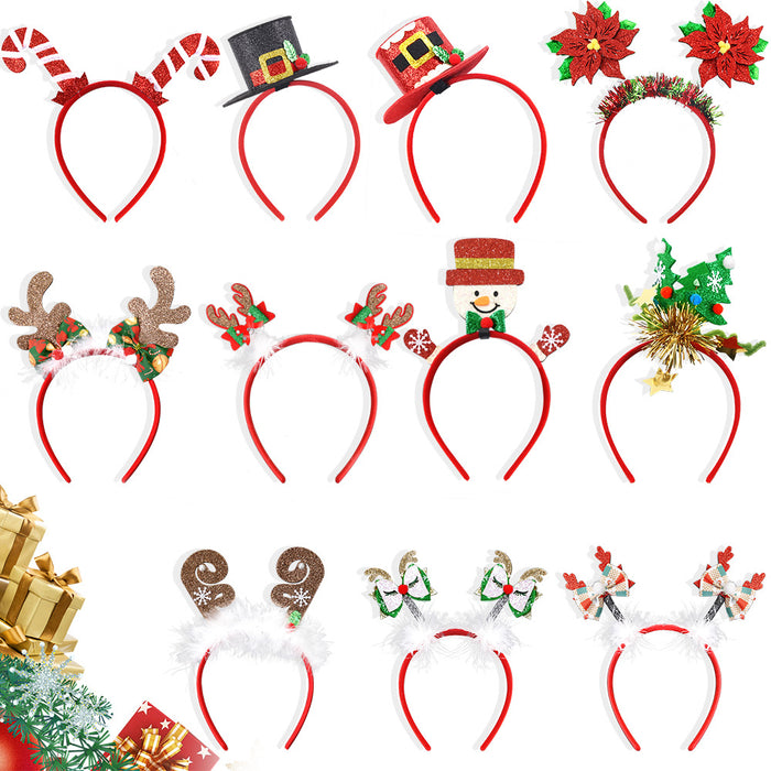 Wholesale Plastic Bow Deer Antler Head Buckle Christmas Tree Snowman Christmas Headband JDC-HD-ZHHAO002