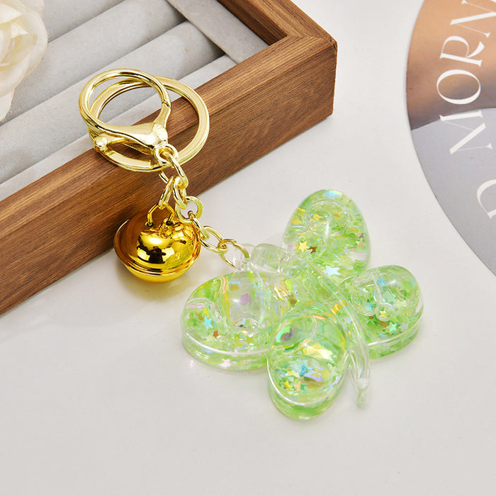 Wholesale Acrylic oil-filled glitter butterfly keychain