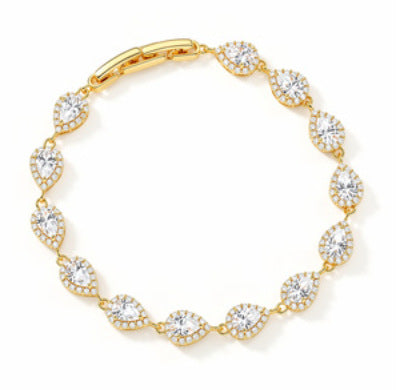 Wholesale Copper Alloy Electroplated Water Drop Zircon Macaron Bracelet Chic Women S Jewelry Party Gift Resale