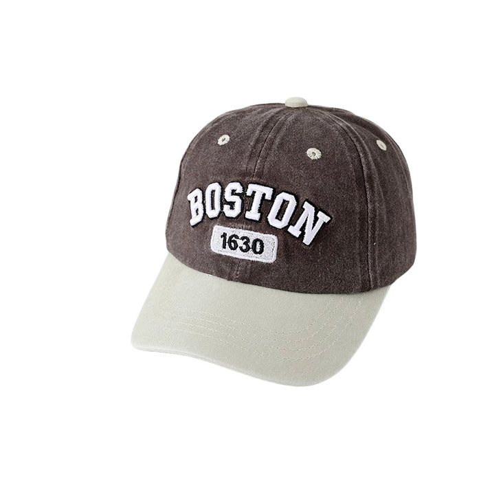 Wholesale Children' s Washed Embroidered Color-Blocked Baseball Hat