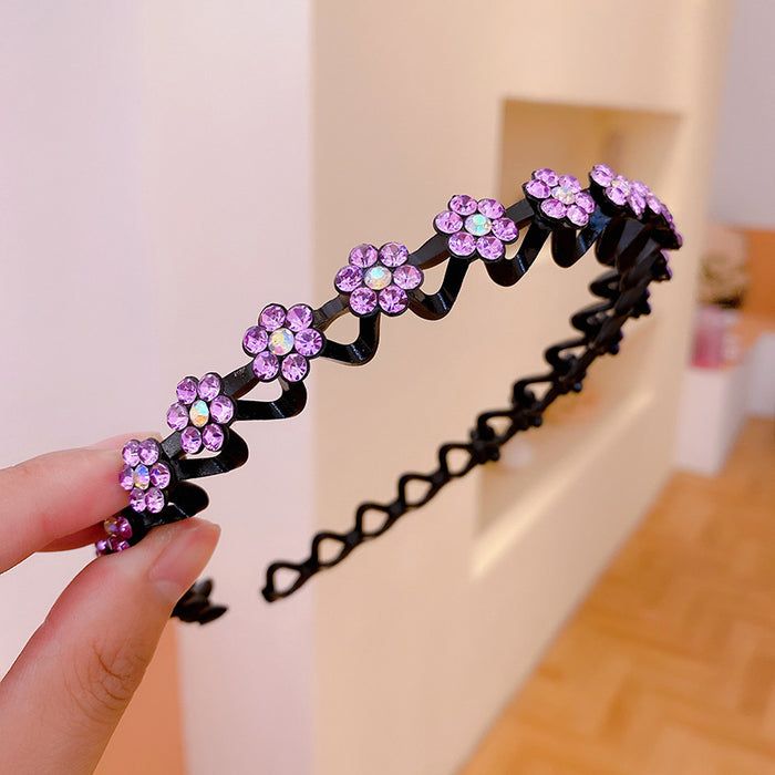 Wholesale Plastic Rhinestone Plum Blossom Wave Hair Hoop JDC-HD-JunJie002