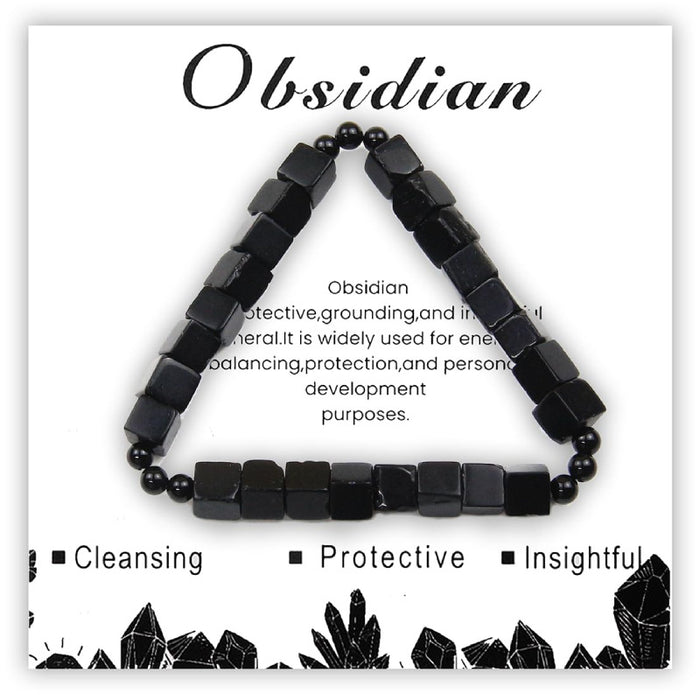 Wholesale Square Natural Stone Bracelet 6mm Powder Crystal Malachite Square Beaded Bracelet Volcanic Stone Tiger Eye Elastic Bracelet