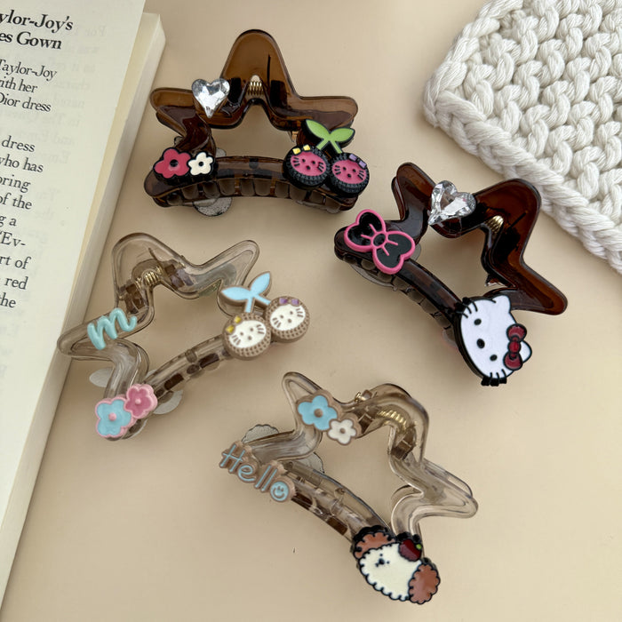 Wholesale Elegant Acetic Acid Star Cat Hair Clips