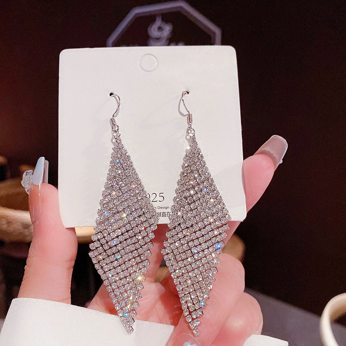 Wholesale Full Diamond Super Flash Geometric Luxury Earrings Exaggerated Personality Earrings Fashion Accessories Wholesale