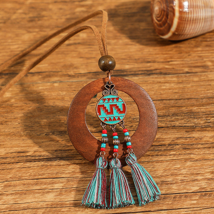 Wholesale Ethnic Literary Retro Tassel Flower Shell Necklace Fashion Accessory Gift MOQ≥2