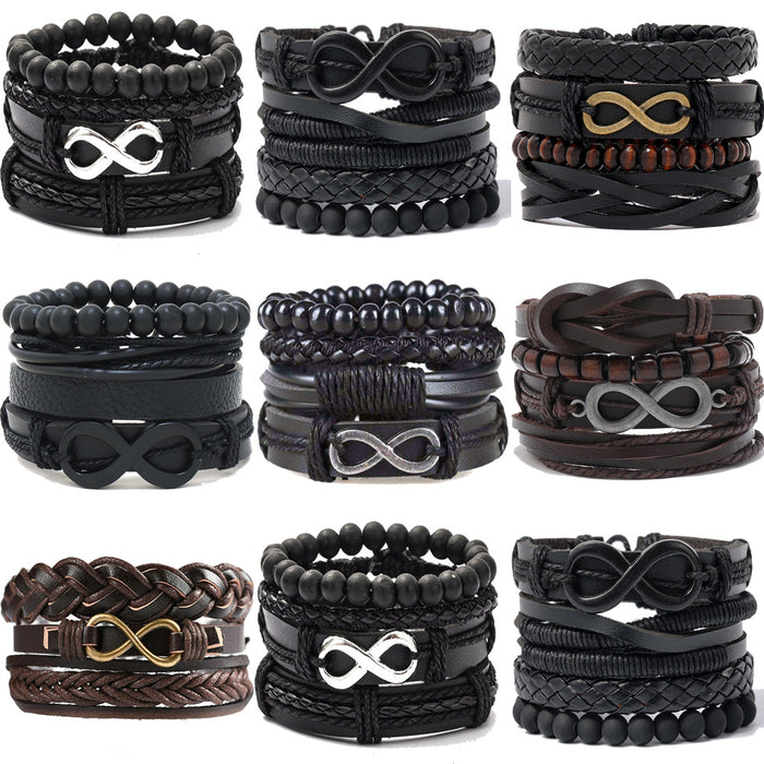 Wholesale 4pieces/pack Personalized Popular Men's Eight-character Infinity Symbol Bracelet JDC-BT-XH023