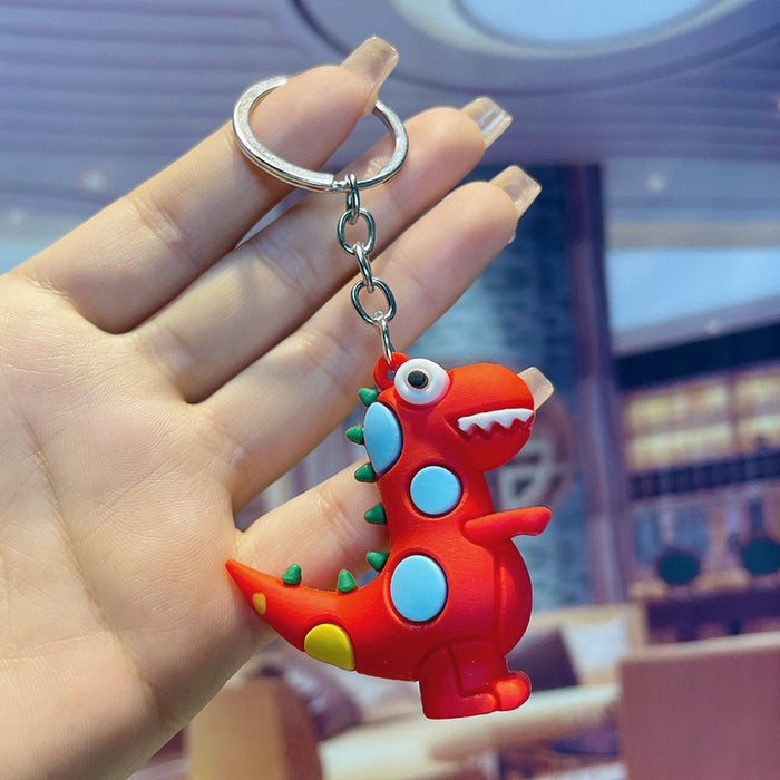 Wholesale Wholesale Creative Cute Cartoon 3D Dinosaur PVC Keychain Pendant Student Bag Mobile Pendant