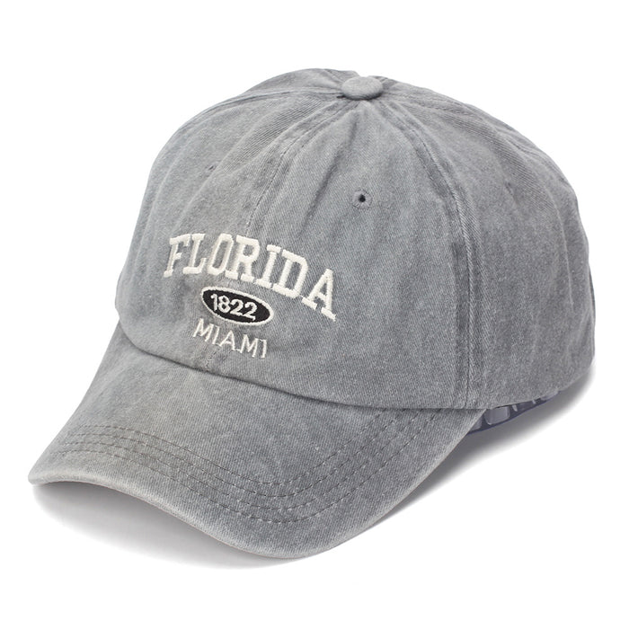 Wholesale Vintage Washed Cotton Baseball Cap with English Letter Embroidery Light Gray Sun Protection Hat