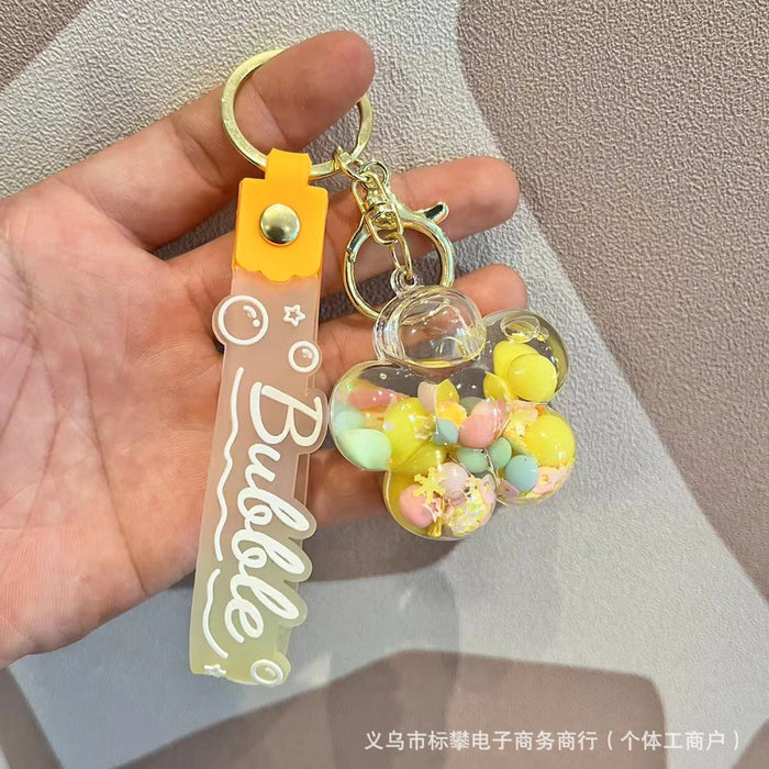 Wholesale Cartoon Into The Oil Flow Sand Bottle Milk Cup Keychain JDC-KC-biaopan006