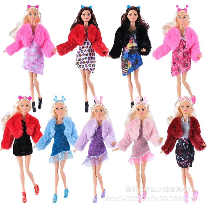 Wholesale  Doll fur plush coat skirt suit doll dress