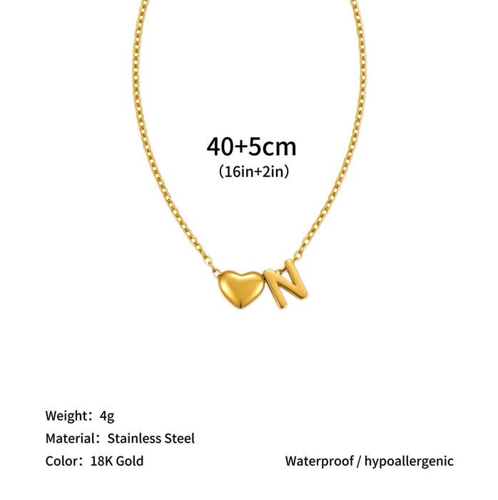 Wholesale Clavicle chain jewelry accessory 26 letter heart pendant titanium steel necklace