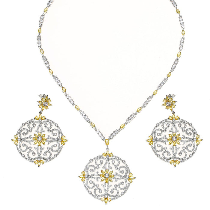 Wholesale Dubai India Zircon Necklace Earrings Set Chain Bridal Women Jewelry